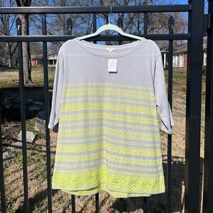 J Crew Neon Aztec Embroidered Cotton Top NWT